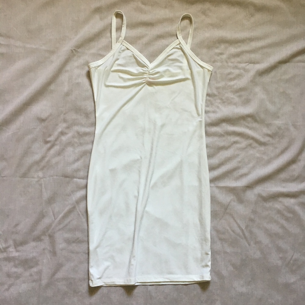 Stretchy white spaghetti strap slip
